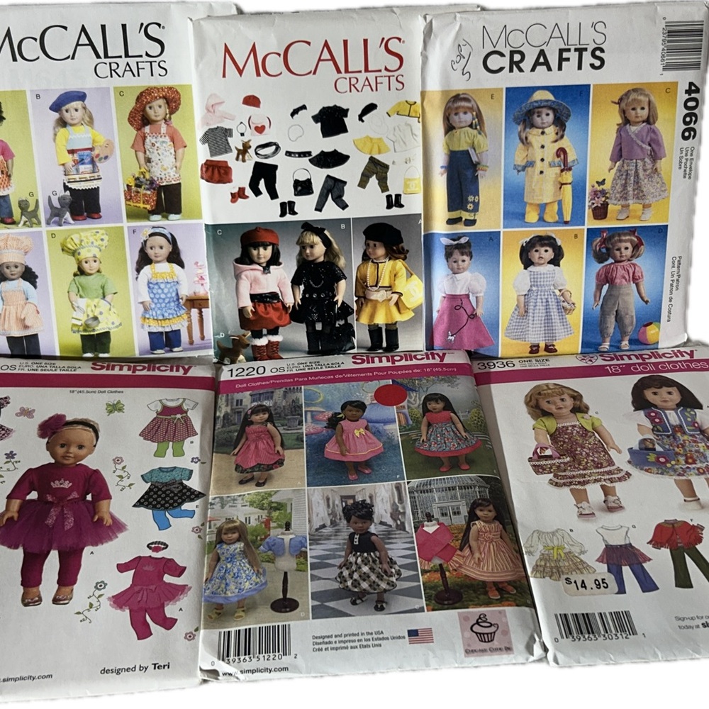 Simplicity - McCall's Patterns ~ Doll Clothing ~ For Dolls 18"- 19" ~ New-Unused